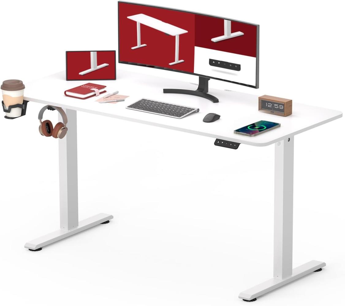 SANODESK Höhenverstellbarer Schreibtisch 110 x 60 cm Schreibtisch Höhenverstellbar Elektrisch Ergonomischer Steh-Sitz Tisch Computertisch für Heimbüro Homeoffice(weiß) Bild 1