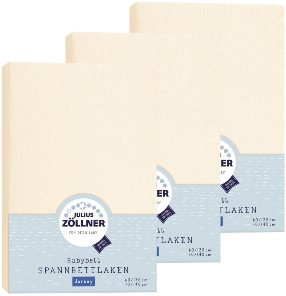 Julius Zöllner Spannbetttuch Jersey 70x140 / 60x120 Ecru 3er Pack Bild 1