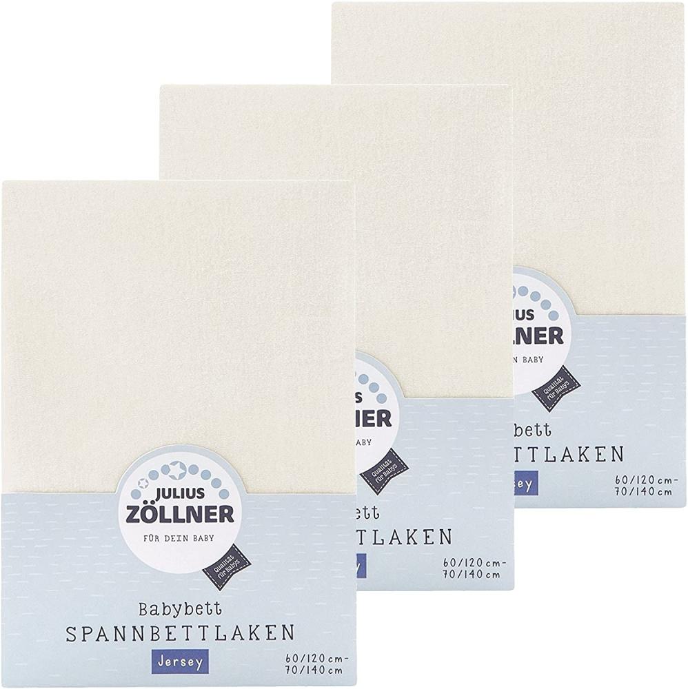 Julius Zöllner Spannbetttuch Jersey 70x140 / 60x120 Ecru 3er Pack Bild 1