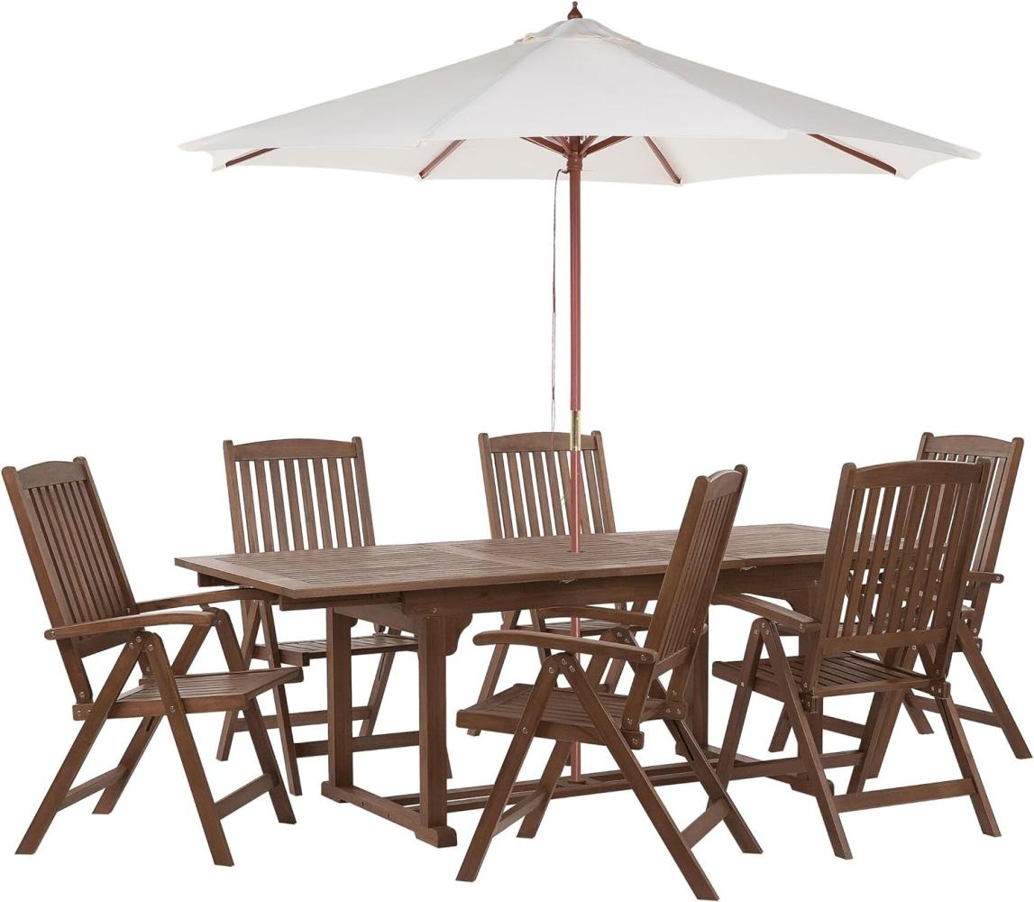 Gartentisch Set AMANTEA Akazienholz 6 Personen Beige Bild 1