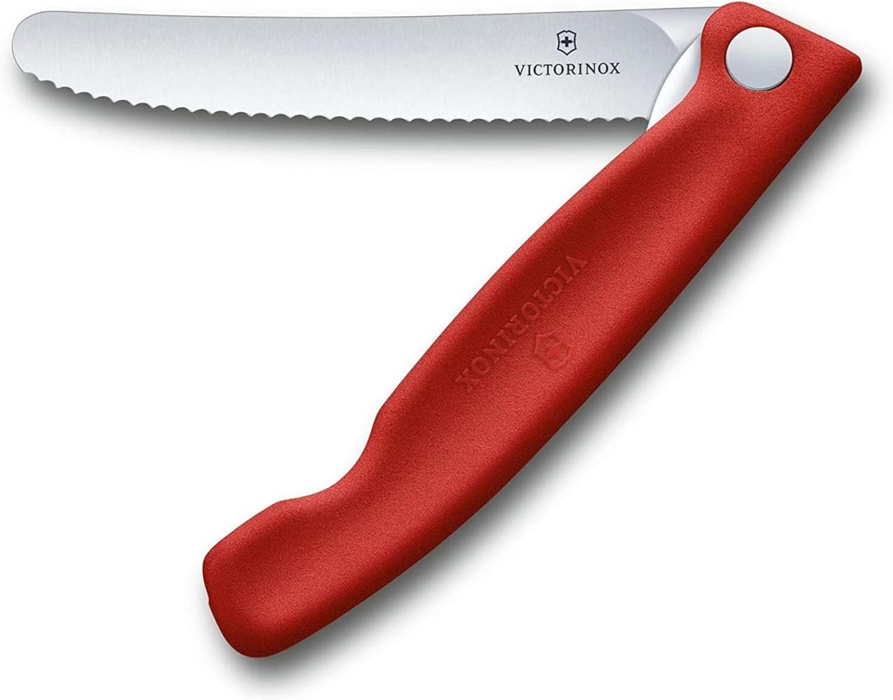 Victorinox Swiss Classic faltbares Gemüsemesser Wellenschliff (11 cm), Rot Bild 1