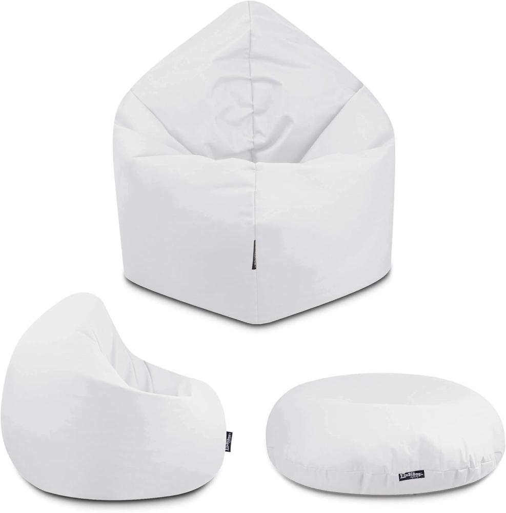 BuBiBag - 2in1 Sitzsack Bodenkissen - Outdoor Sitzsäcke Indoor Beanbag, Weiß, Ø 100,0 cm Bild 1