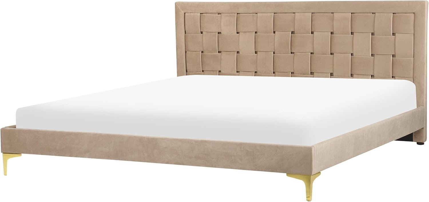 Bett mit Lattenrost LIMOUX 180 x 200 cm Samtstoff Taupe Bild 1