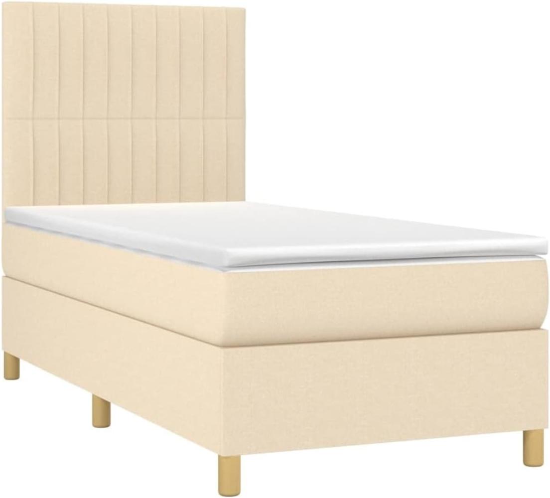 vidaXL Boxspringbett mit Matratze Creme 80x200 cm Stoff, Härtegrad: H2 [3142454] Bild 1