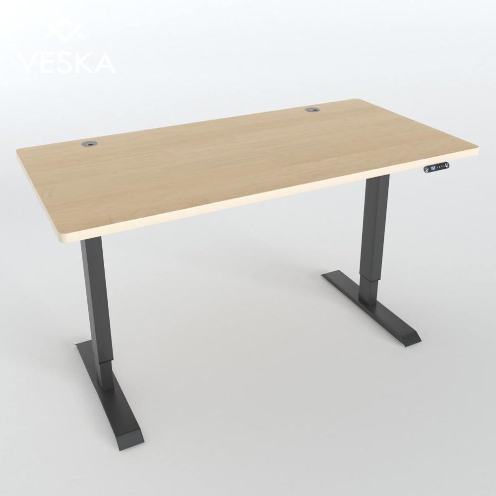 Höhenverstellbarer Schreibtisch (140 x 70 cm) - Sitz- & Stehpult - Bürotisch Elektrisch Höhenverstellbar mit Touchscreen & Stahlfüßen (Anthrazit/Bambus) Bild 1