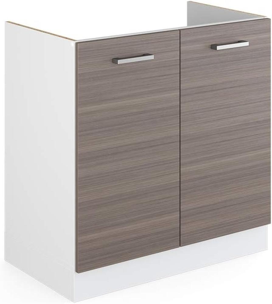 Vicco Spülenunterschrank R-Line, Grau/Weiß, 80 cm, AP Eiche Bild 1