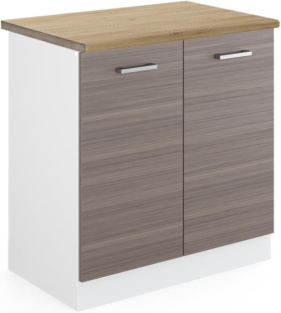 Vicco Spülenunterschrank R-Line, Grau/Weiß, 80 cm, AP Eiche Bild 1