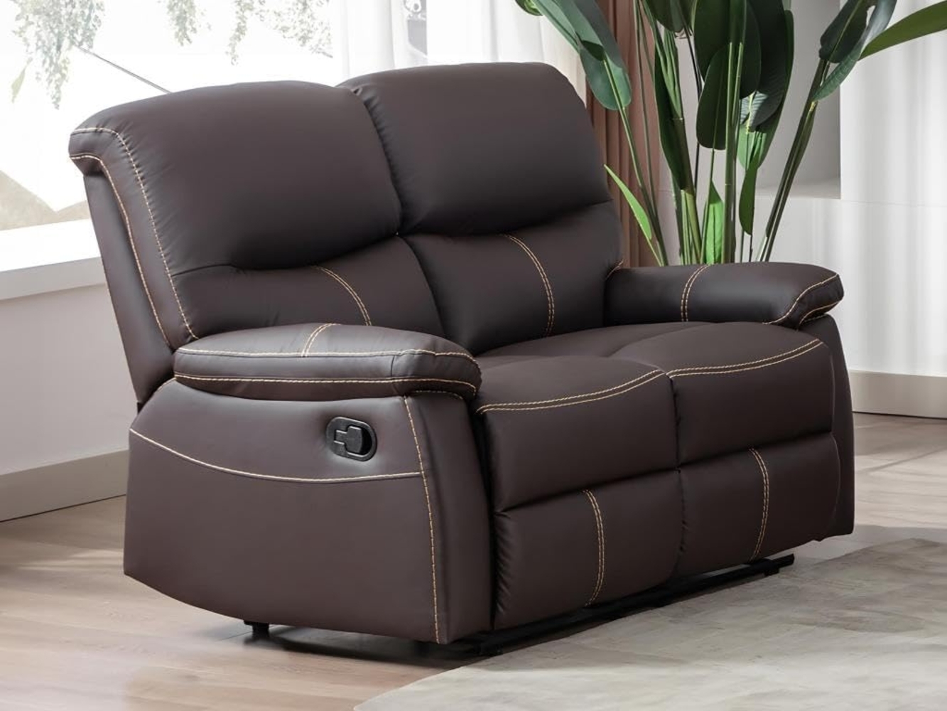 Vente-unique - Relaxsofa 2-Sitzer - Kunstleder - Braun - CANBY Bild 1