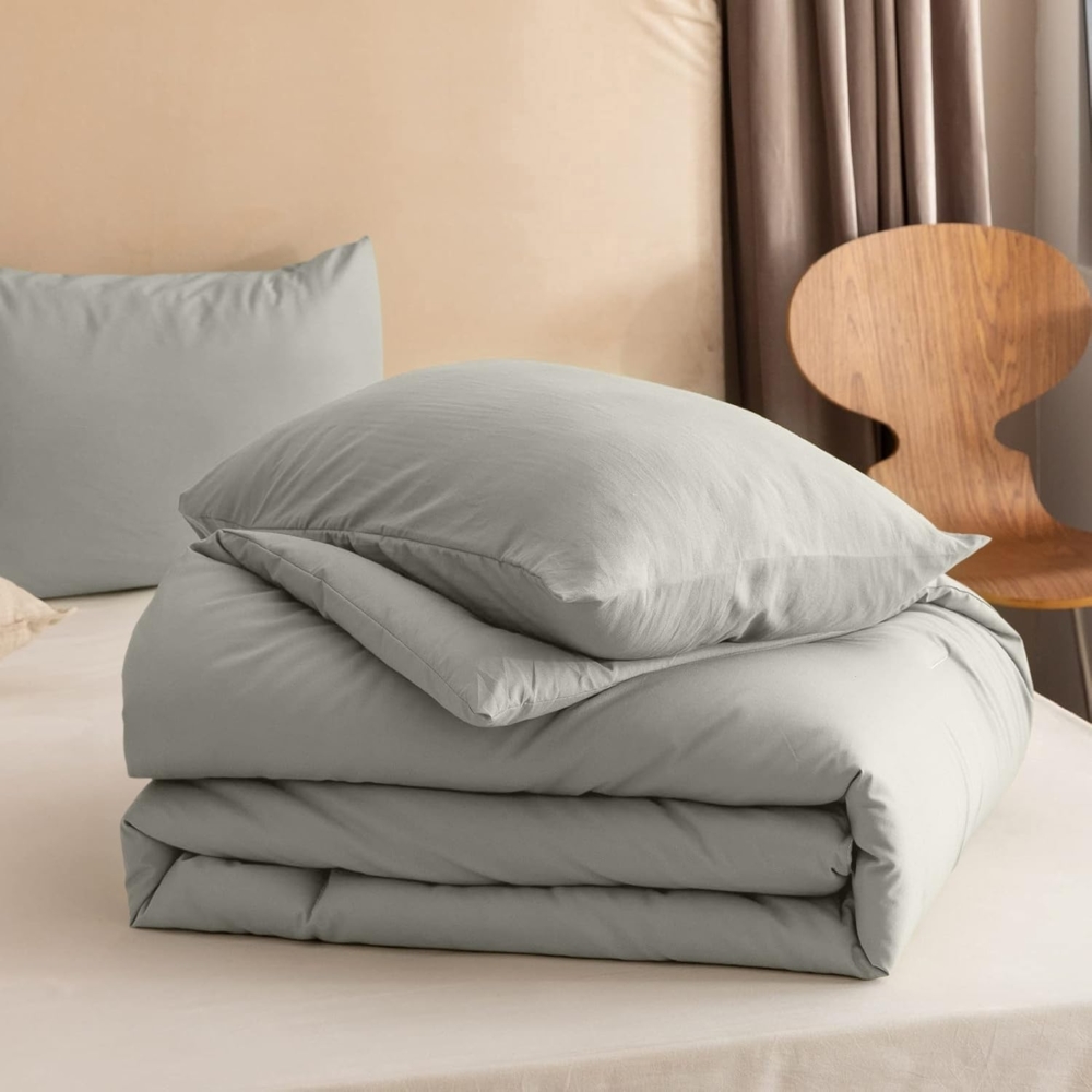 Sleeptime 4-Jahreszeiten-Bettdecke mit Kissenbezug, waschbar und Allergiker-geeignet, 135x200 cm + 80x80 cm, Khaki Bild 1