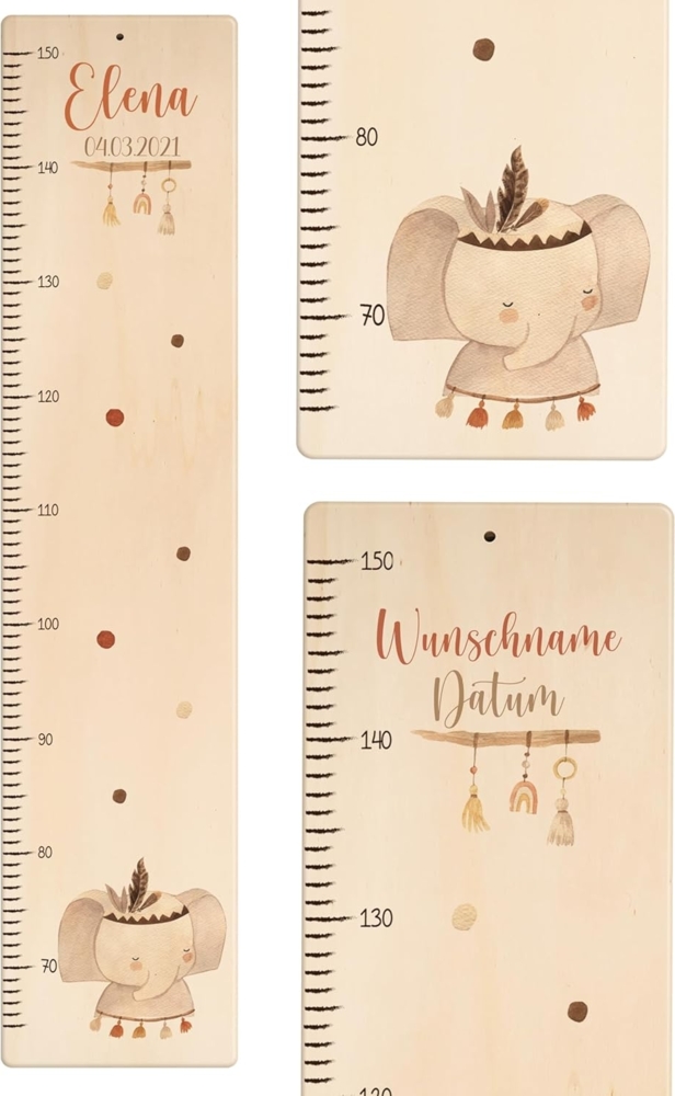 KIDSMOOD - Messlatte für Kinderzimmer Personalisiert, 70-140 cm - Messlatte Kinder Holz personalisiert Mit Namen für Baby- & Kleinkinderzimmer - Individuelles Geschenk für Kinder und Babys zum Geburt Bild 1
