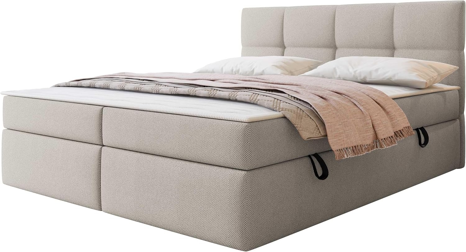 Mirjan24 Boxspringbett mit H3-Matratze und Topper Fogy , grau, 140x200 cm Bild 1