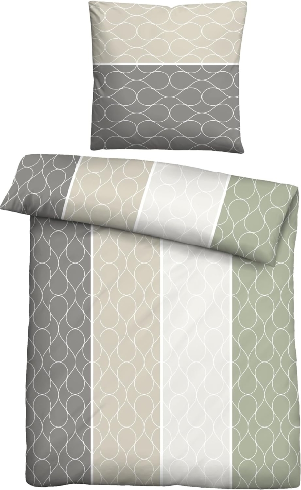 Traumhaft schlafen - Castell - Markenbettwäsche Polycotton Biber 0351108 TROPFEN, pistaziengrün, 1x 135x200 cm + 1x 80x80 cm Bild 1