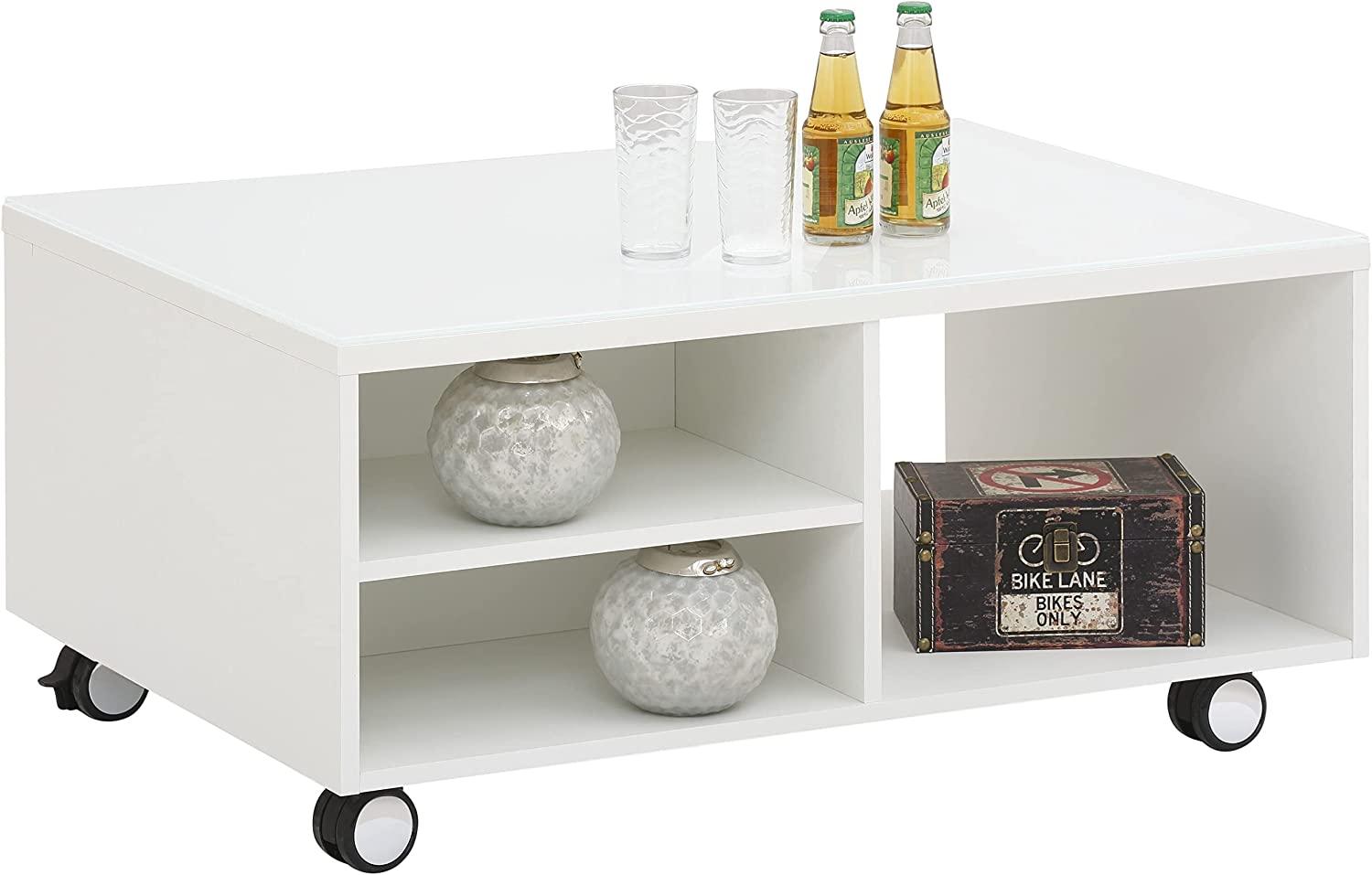 Couchtisch >SHINO SETS< (BxHxT: 90 x 40 x 65 cm) in weiß matt - Weißglas Bild 1