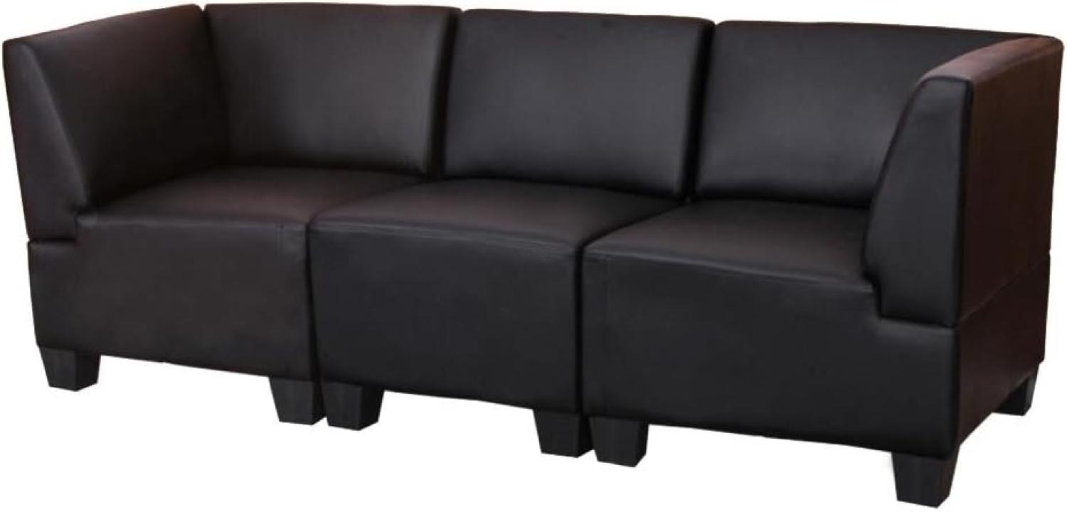 Modular 3-Sitzer Sofa Couch Lyon, Kunstleder ~ schwarz, hohe Armlehnen Bild 1