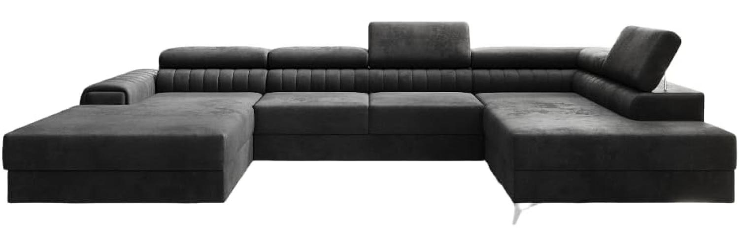 Designer Sofa Collina mit Schlaf- und Klappfunktion Samt Anthrazit Rechts Bild 1