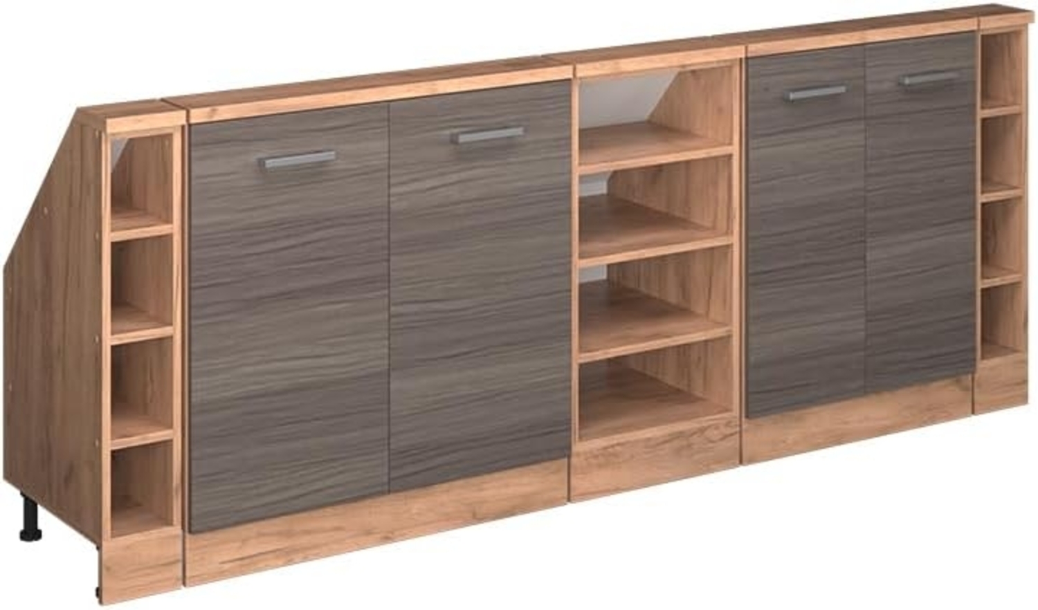 Küchenschrank für Dachschrägen R-Line Edelgrau 215 cm 5er Set Vicco Bild 1