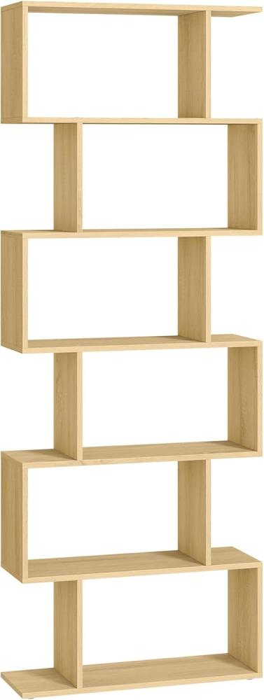 Vasagle Bücherregal, mit 6 Ebenen, freistehend, modern, Holzspanplatte, natureichenfarben, 24 x 70 x 190,5 cm Bild 1