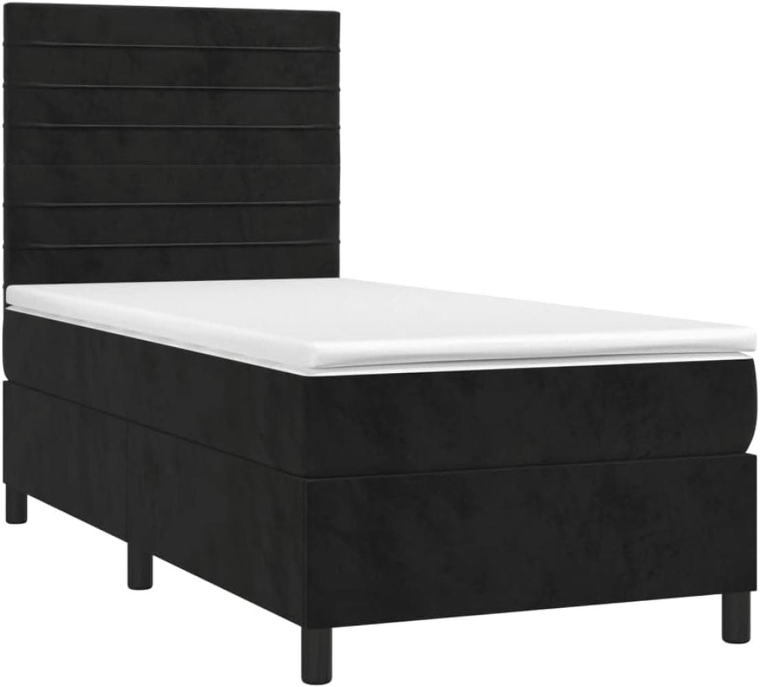 vidaXL Boxspringbett mit Matratze Schwarz 100x200 cm Samt 3143069 Bild 1