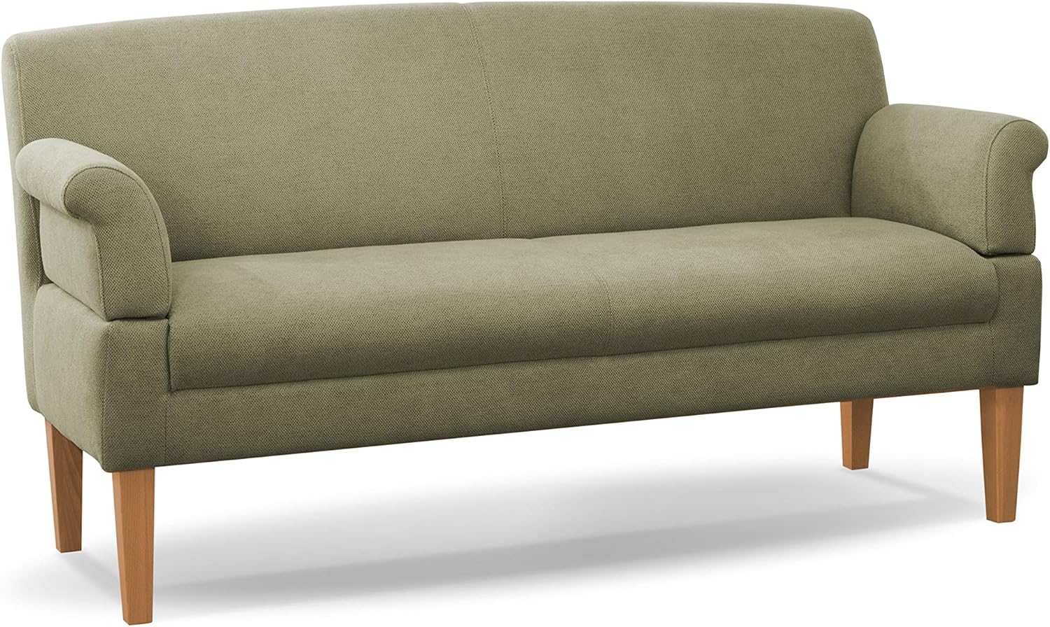 CAVADORE 3-Sitzer Küchensofa Malm, Sitzbank für Küche oder Esszimmer inkl. Armteilverstellung, Leichte Fleckenentfernung dank Soft Clean, 182 x 97 x 78, Flachgewebe: hellgrün Bild 1