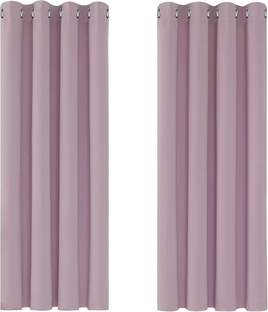 Deconovo Verdunkelungsvorhang Kälteschutz Gardinen Schlafzimmer Kälteschutzvorhang Blickdicht 138x117 cm Hellpink 2er Set Bild 1