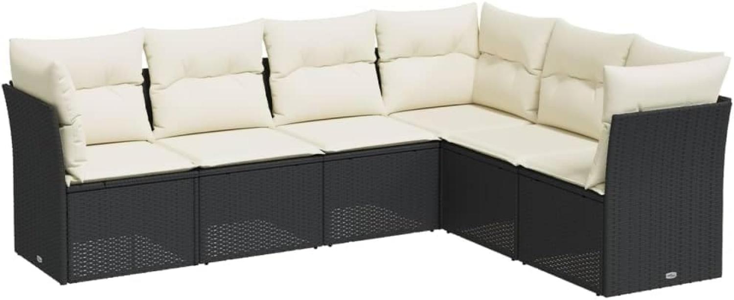 vidaXL 6-tlg. Garten-Sofagarnitur mit Kissen Schwarz Poly Rattan 3217676 Bild 1