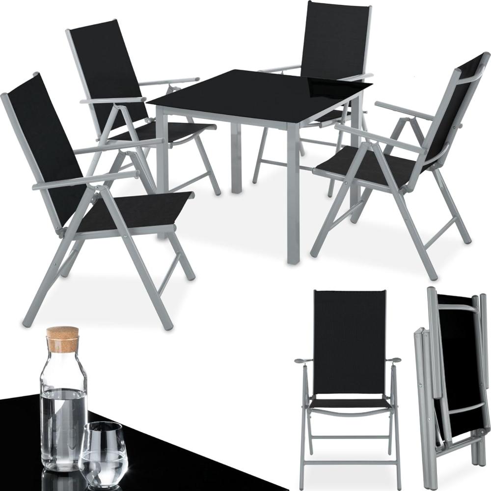 tectake Essgruppe Sitzgruppe, (Set, 5-tlg), mit Aluminiumgestell, für 4 Personen Bild 1