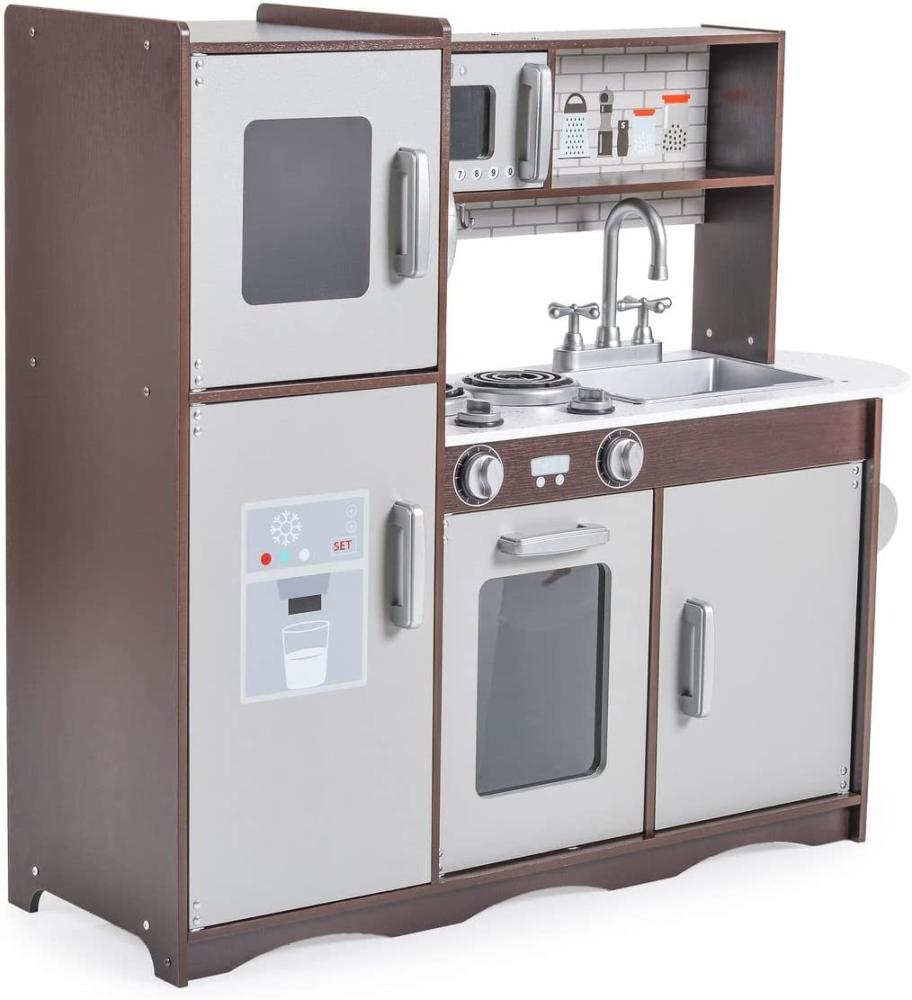 Moni Kinderküche Smart 7266 Holz 95 cm hoch Spülbecken, Backofen, Mikrowelle braun Bild 1