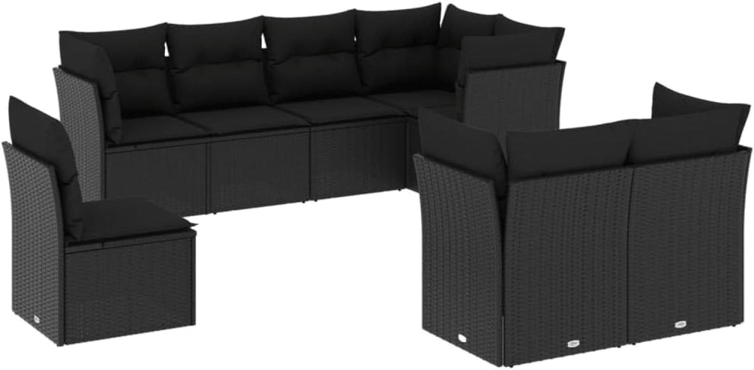 vidaXL 8-tlg. Garten-Sofagarnitur mit Kissen Schwarz Poly Rattan 3217925 Bild 1