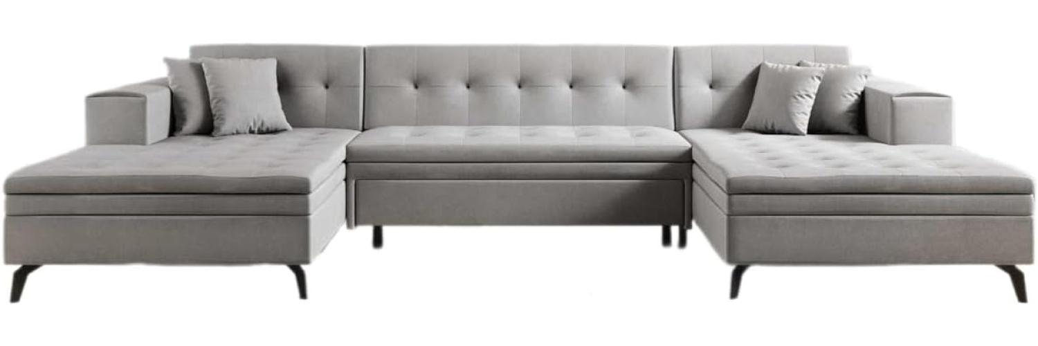 Designer Sofa Vivana mit Schlaffunktion Samt Hellgrau Bild 1