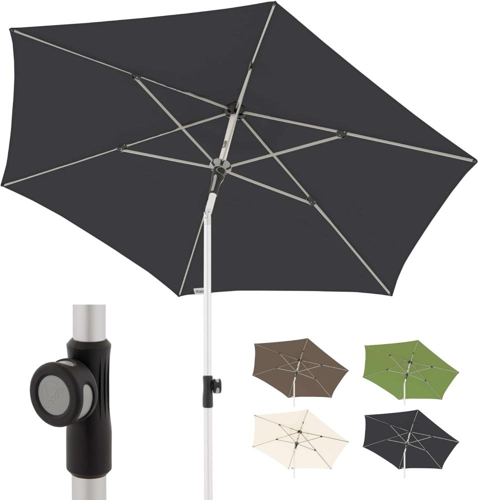 Doppler Sonnenschirm SL-AZ Auto Tilt 220 cm Anthrazit I Gartenschirm knickbar I Kurbelschirm mit UV-Schutz 80+ I Kurbelschirm aus Aluminium I regenabweisendes Polyester-Schirmdach Bild 1