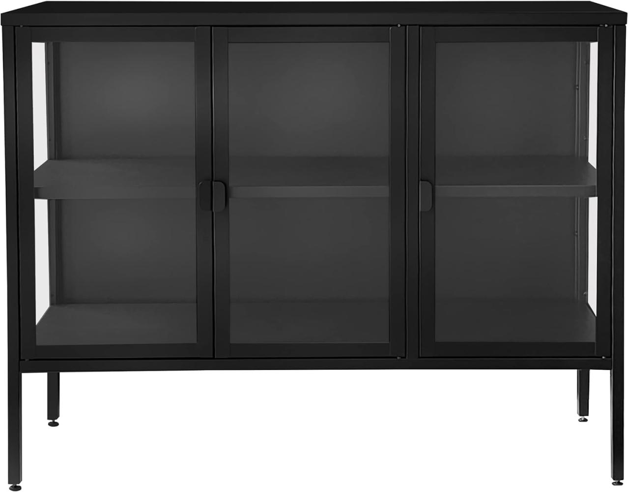 osoltus cube Vitrine Sideboard Glasschrank Stahl schwarz Industrial 100x80 cm Bild 1