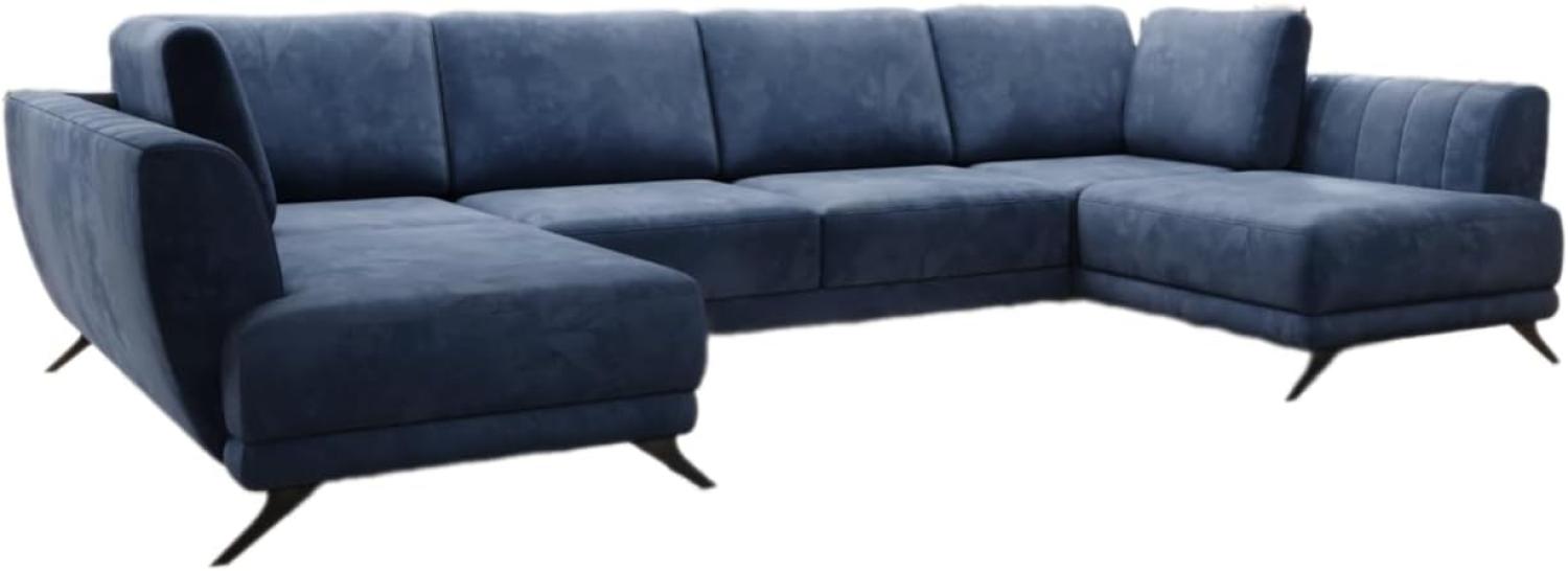 Designer Sofa Nina mit Schlaffunktion Samt Blau Bild 1