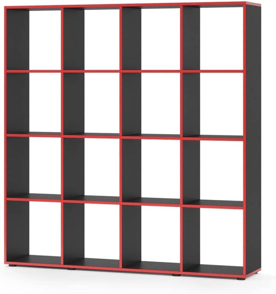 Vicco Raumteiler Würfelregal Standregal Karree 16 Fächer Schwarz/Rot Wandregal Bild 1