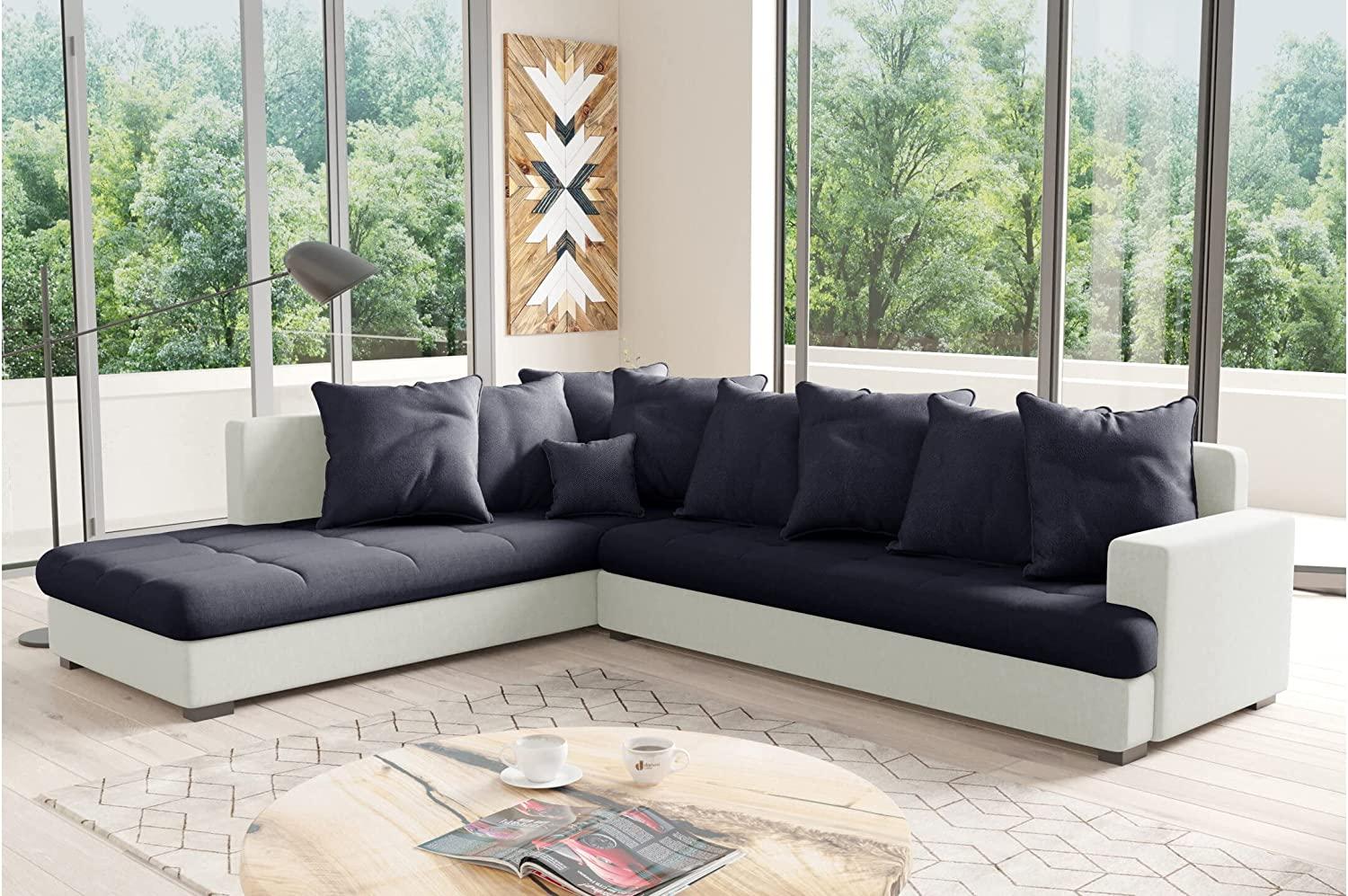 Stylefy Kora Ecksofa Kunstleder SOFT Mikrofaser ENJOY Hellgrau Graphit Links Bild 1