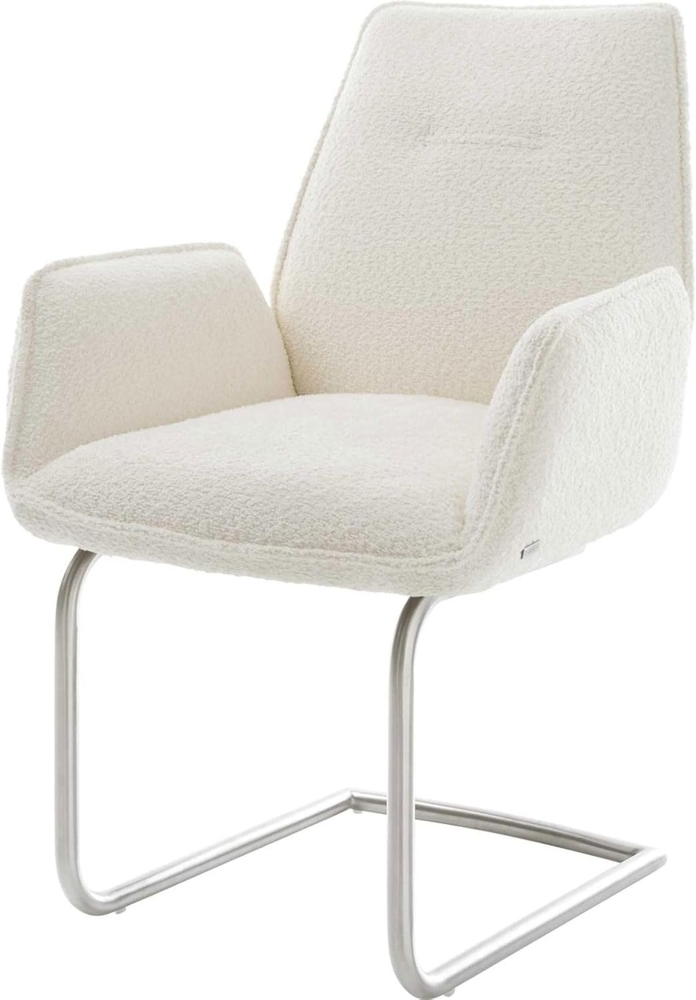 Freischwinger Zoa-Flex Bouclé Weiß Freischwinger rund Edelstahl Taschenfederkern Bild 1