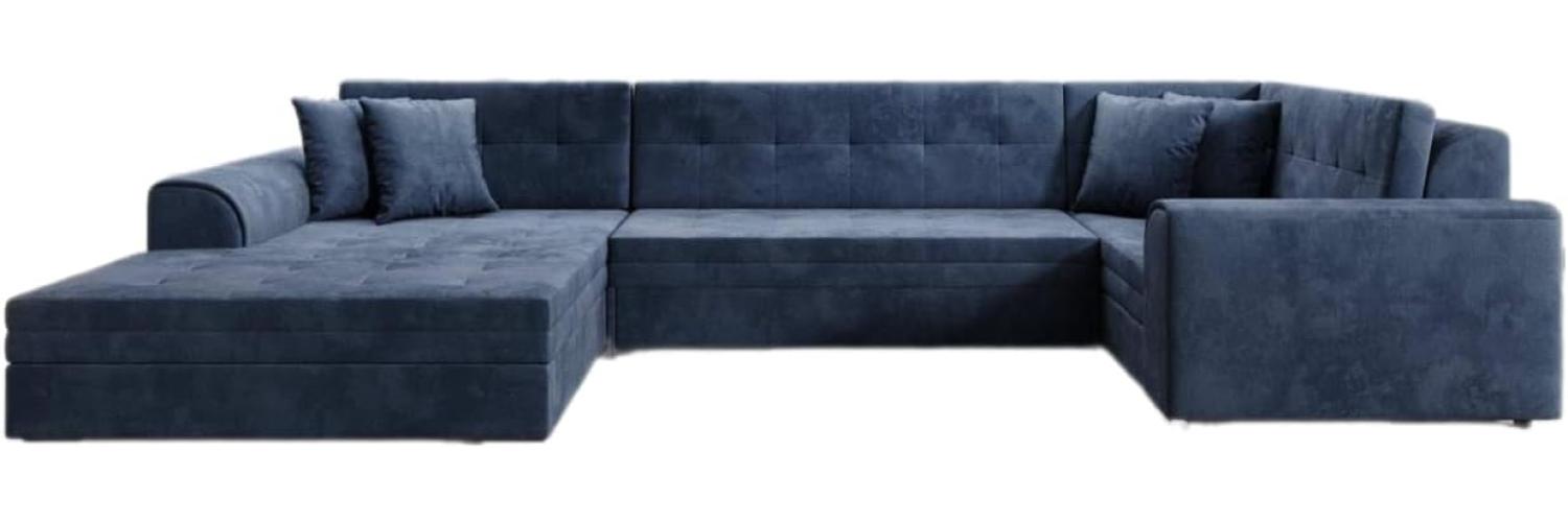 Designer Sofa Velio mit Schlaffunktion Samt Blau Links Bild 1