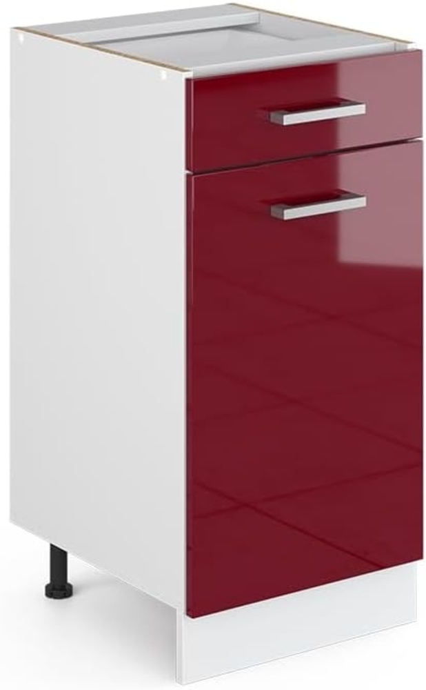 Unterschrank R-Line Bordeaux Hochglanz 40 cm mit Schublade, ohne Arbeitsplatte Vicco Bild 1