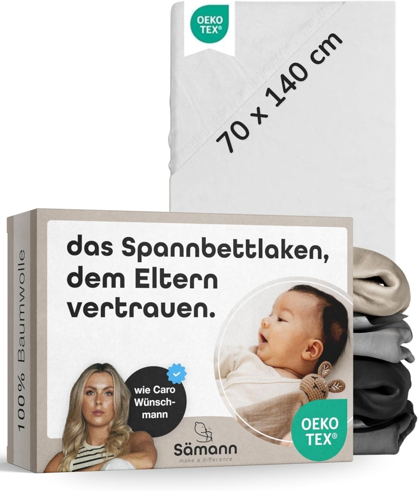 Sämann Spannbettlaken 70x140 cm Jersey weiß Bild 1