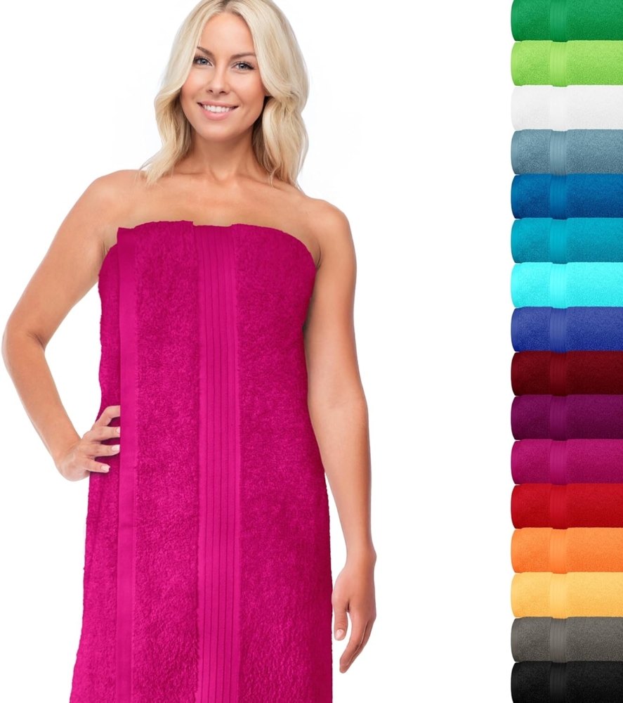 Lashuma Saunatuch Linz, Frottee (1-St), Damen Saunahandtuch 70x200 cm pink Bild 1