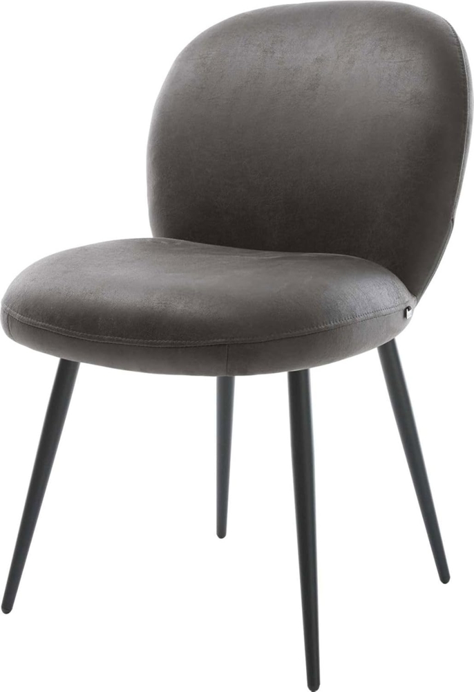 Esszimmerstuhl Nube-Flex Mikrofaser Anthrazit Vintage 4-Fuß konisch Schwarz Taschenfederkern Bild 1