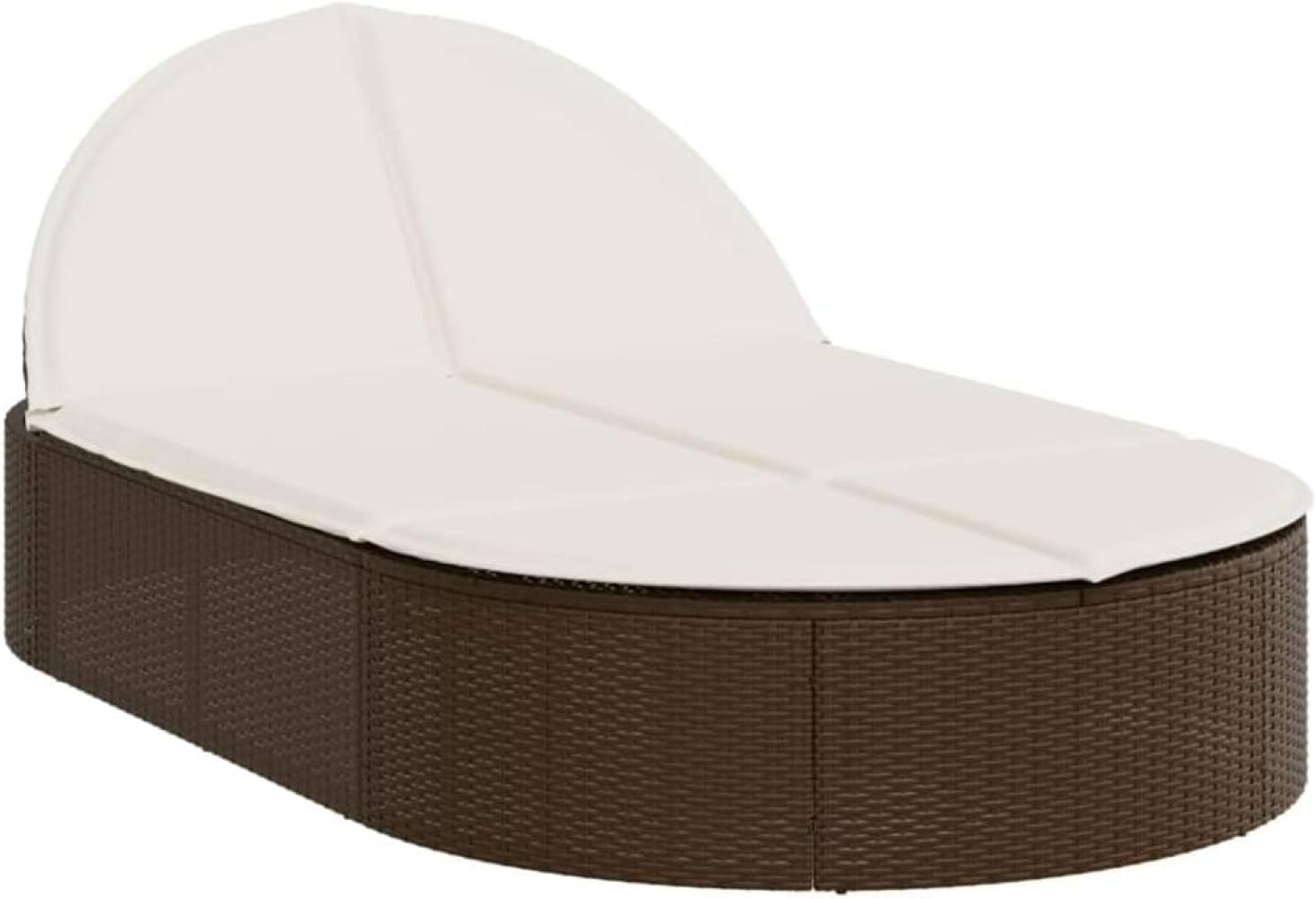 Doppel-Sonnenliege mit Kissen Braun Poly Rattan Bild 1