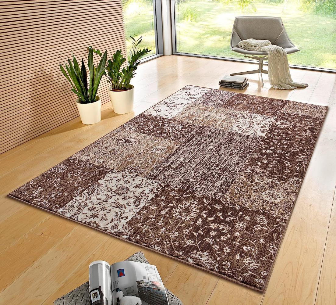 Kurzflor Teppich Kirie Taupe - 120x170x0,9cm Bild 1