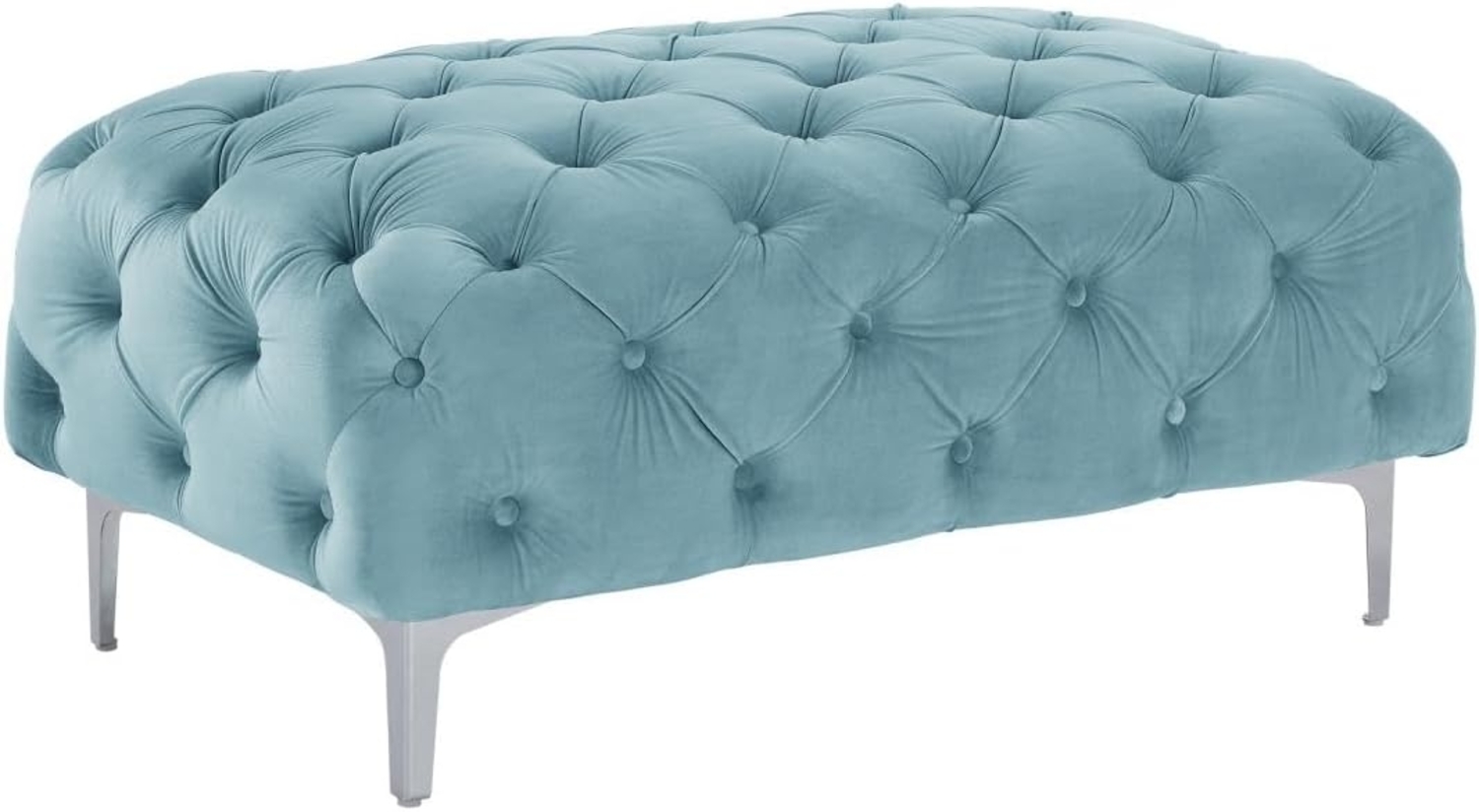 Vente-unique - Chesterfield-Hocker - Samt - Pastellblau - EDWINA Bild 1