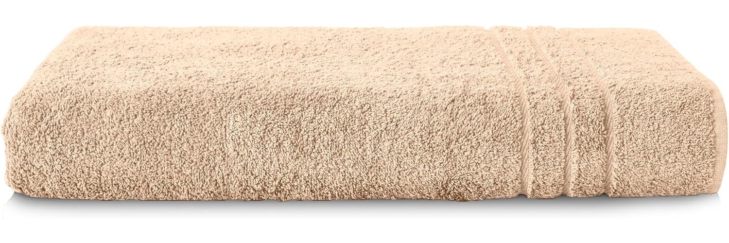 Komfortec Badetuch 100x200 cm aus 100% Baumwolle, Saunatuch XXL, Weich, Groß, Frottee, Schnelltrocknend, Beige Bild 1