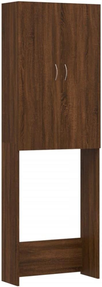 vidaXL Waschmaschinenschrank mit 2 Türen 3 Fächern Badschrank Hochschrank Badmöbel Badhochschrank Badezimmerschrank Braun Eichen-Optik 64x25,5x190cm Bild 1