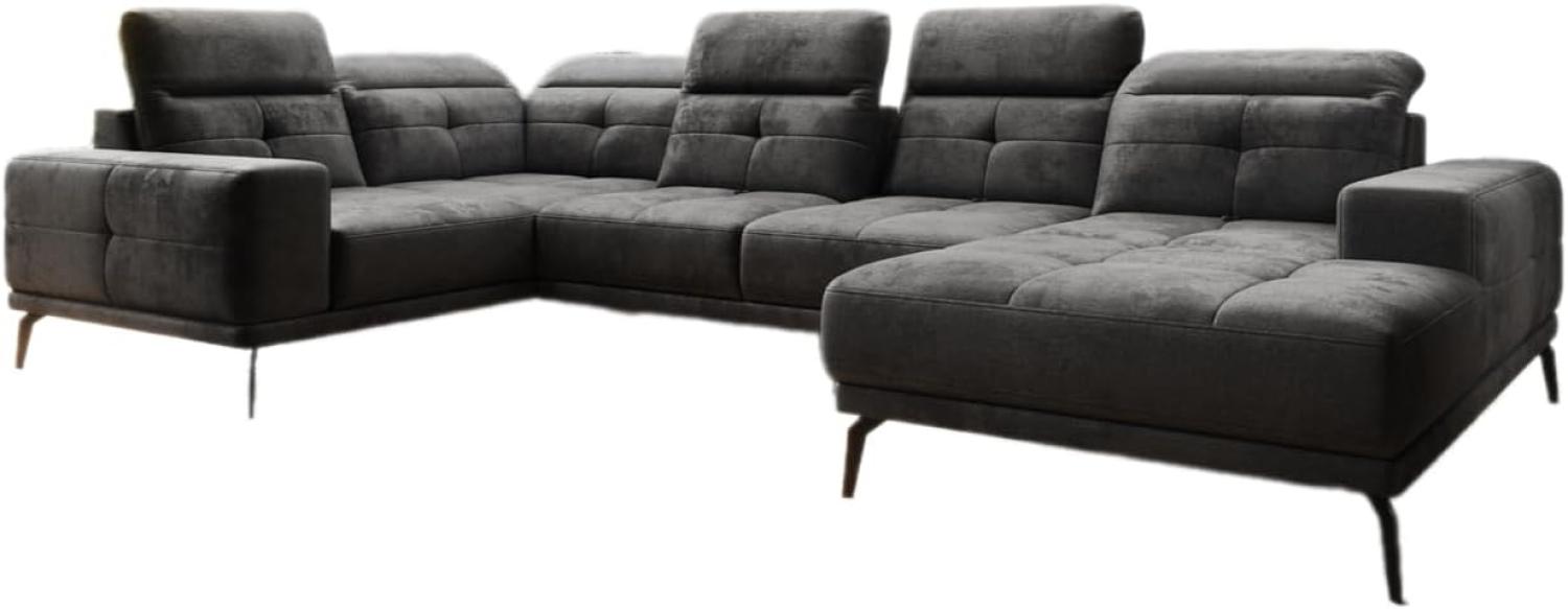 Designer Sofa Nerio mit verstellbarer Kopf- und Rückenlehne Samt Anthrazit Rechts Bild 1