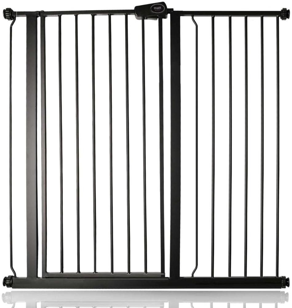 Safetots Extrahoher Metall-Sicherheitsgitter, Druckmontage, 107.4cm - 115cm, Mattschwarz, 104cm Höhe, Extrahohe Treppengitter, Gitter für hohe Babys, Einfache Installation Bild 1