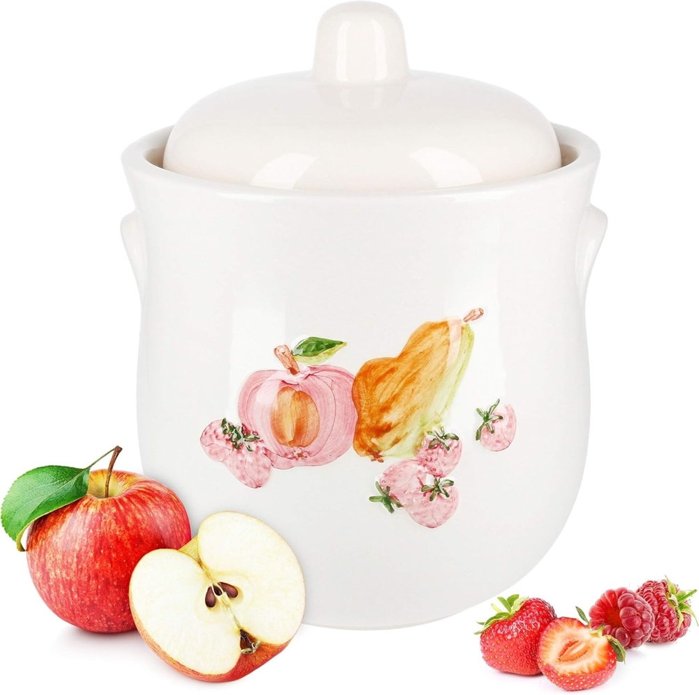 MamboCat Vorratsglas MamboCat Rumtopf Ruben 5L weiß mit Obstmotiv - 1686/5, Porzellan Bild 1