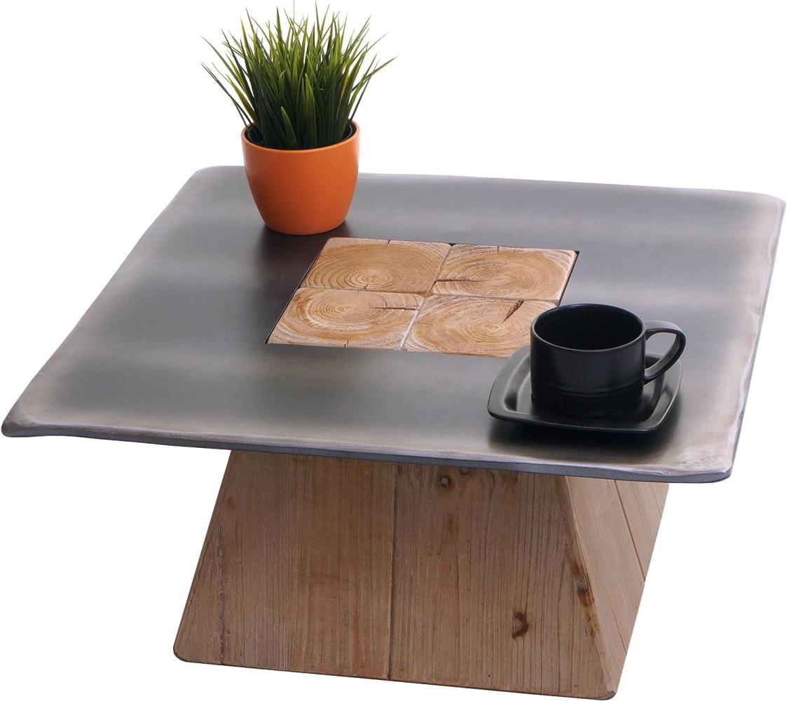 Couchtisch HWC-L76, Wohnzimmertisch Beistelltisch, Industrial Massiv-Holz MVG, 60x60cm natur mit Metall-Optik Bild 1