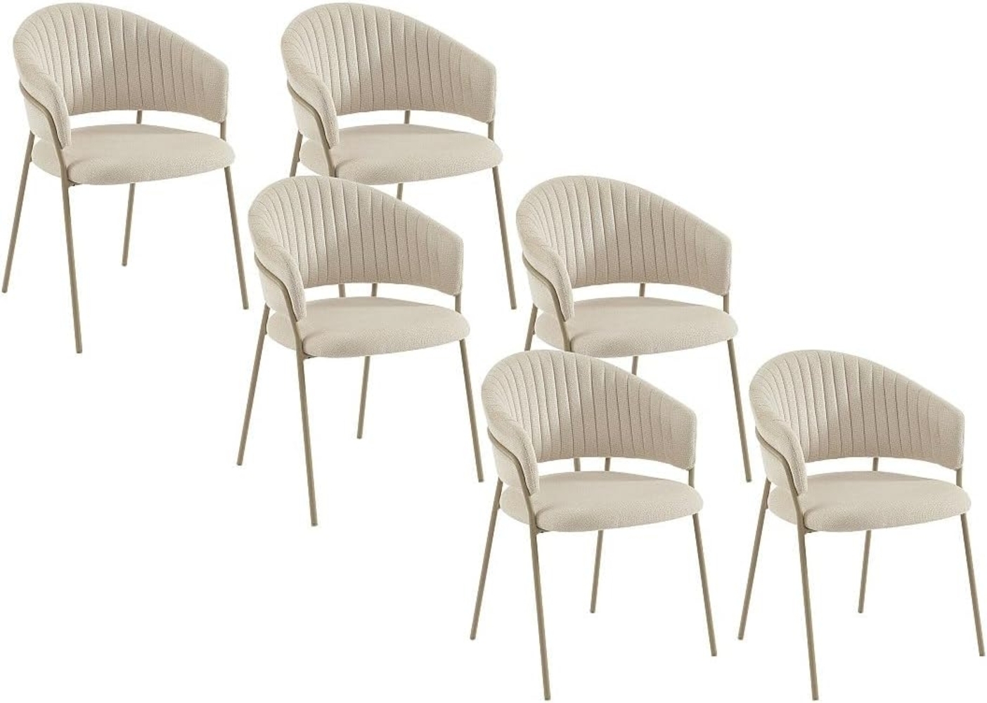 Vente-unique - Stuhl 6er-Set - Texturierter Stoff & Metall - Beige - MADOLIA von Pascal MORABITO Bild 1